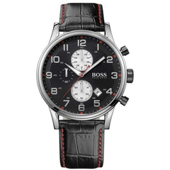 Hugo Boss Men's 1512631 Black Chronograph Black Leather Watch - Bezali