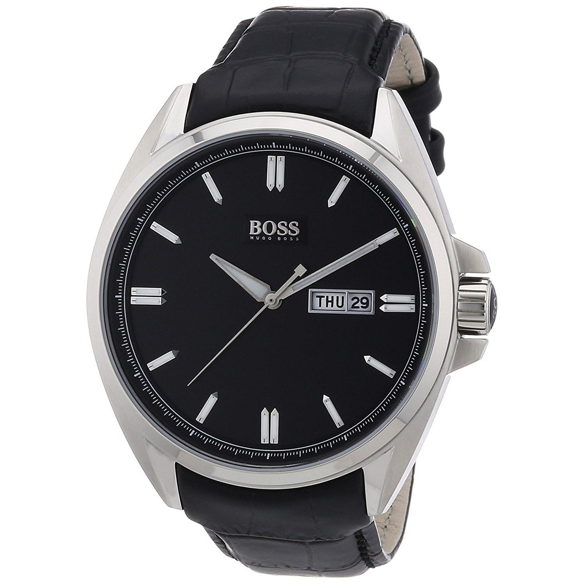 Hugo Boss Men&#39;s 1512874 Black Leather Watch