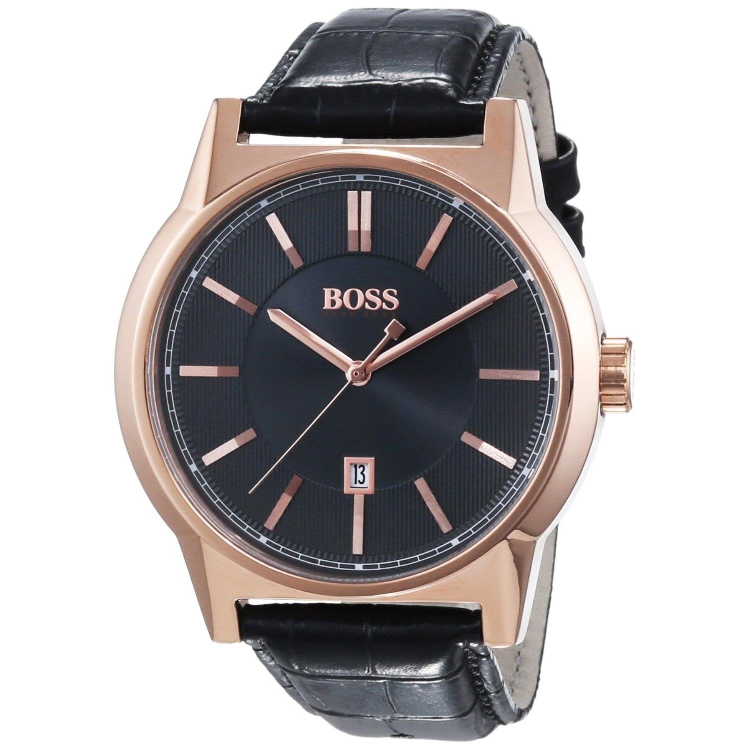 hugo boss watches black and gold