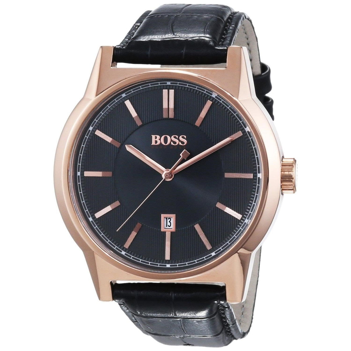 Hugo Boss Men&#39;s 1513073 Architecture Black Leather Watch