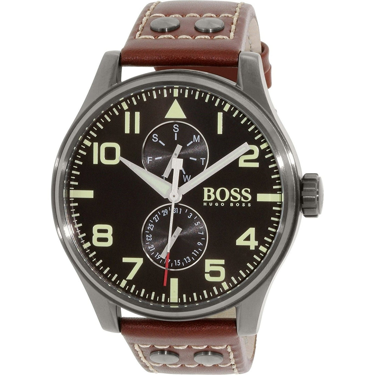 Hugo Boss Men&#39;s 1513079 Aeroliner Maxx Multi-Function Brown Leather Watch