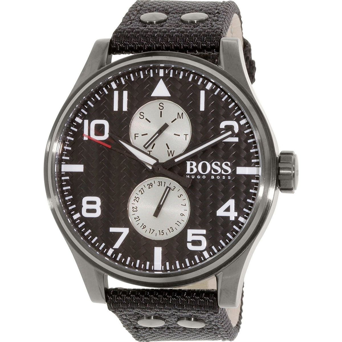 Hugo Boss Men&#39;s 1513086 Aeroliner Maxx Multi-Function Black Nylon and Leather Watch
