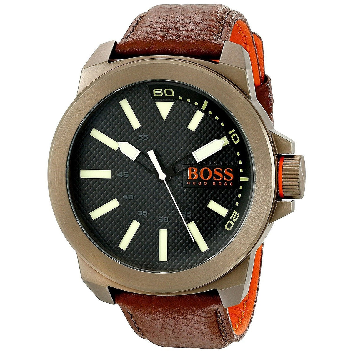 Hugo Boss Men&#39;s 1513168 Orange Brown Leather Watch