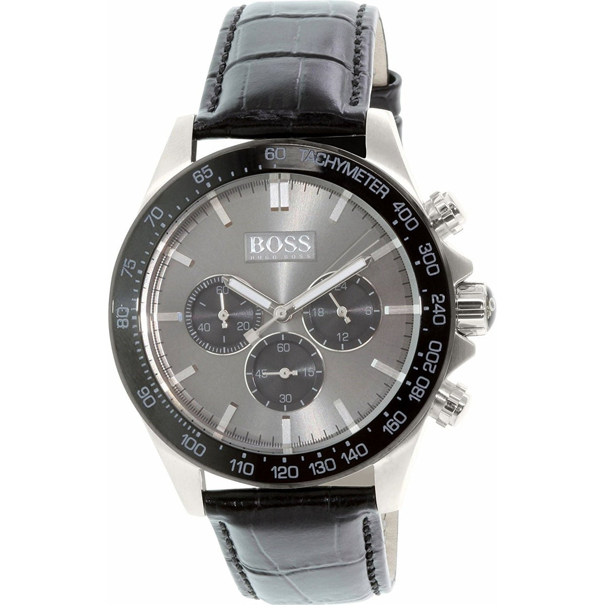 Hugo Boss Men&#39;s 1513177 Ikon Chronograph Black Leather Watch