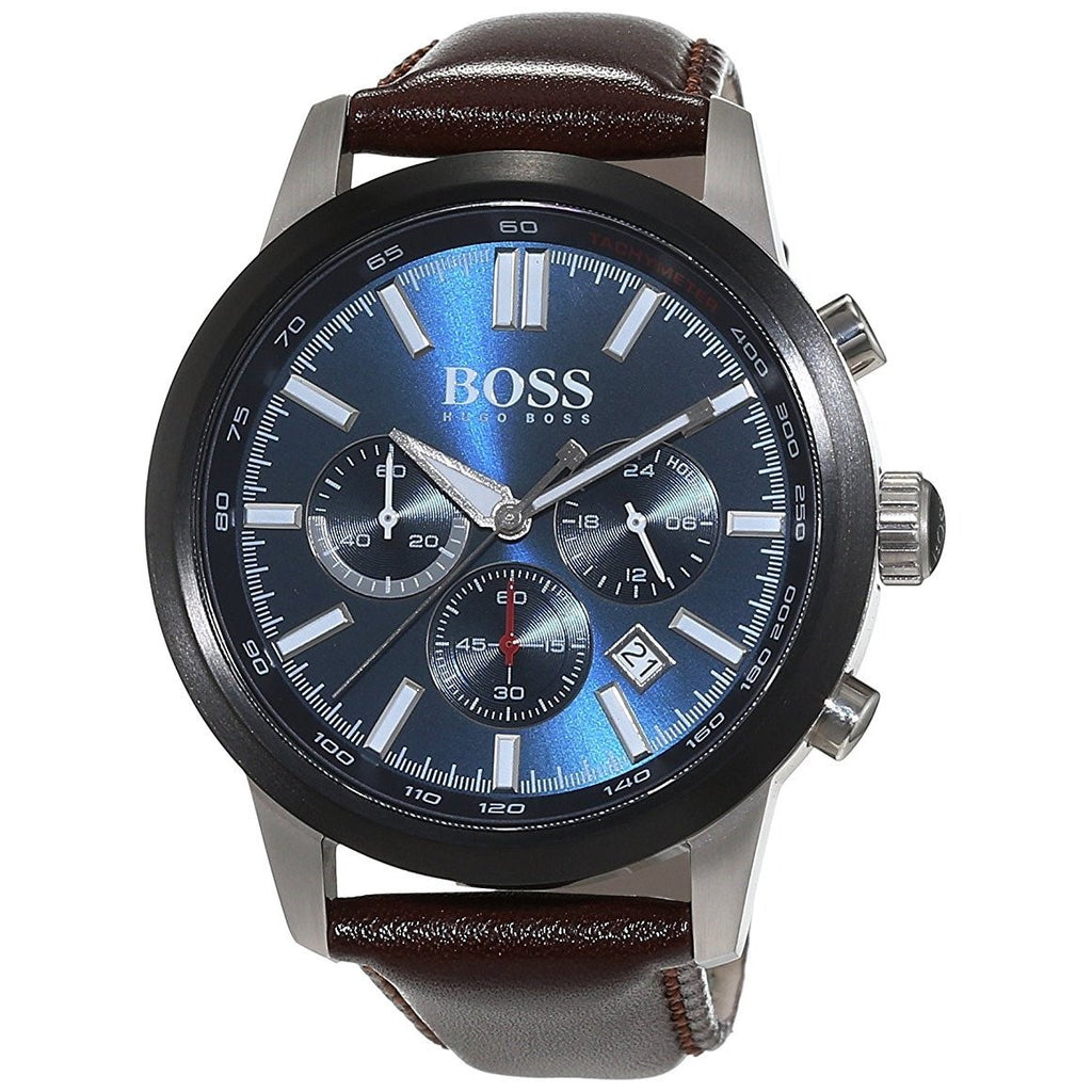 Hugo Boss Men s 1513187 Ambassador Chronograph Brown Leather Watch