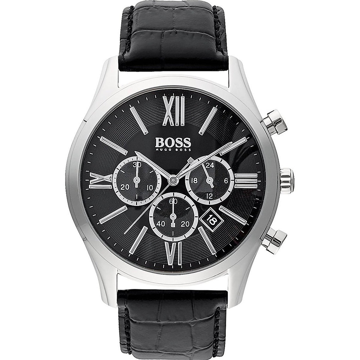 Hugo Boss Men&#39;s 1513194 Ambassador Chronograph Black Leather Watch