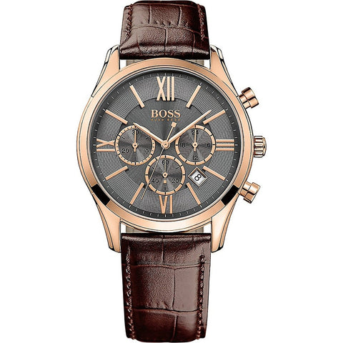 Hugo Boss Men's 1513198 Ambassador Chronograph Brown Leather Watch