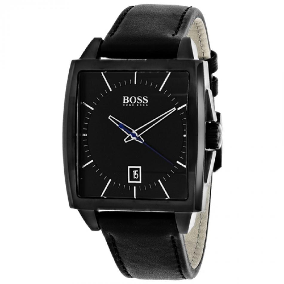Hugo Boss Men&#39;s 1513226 Modern square Black Leather Watch