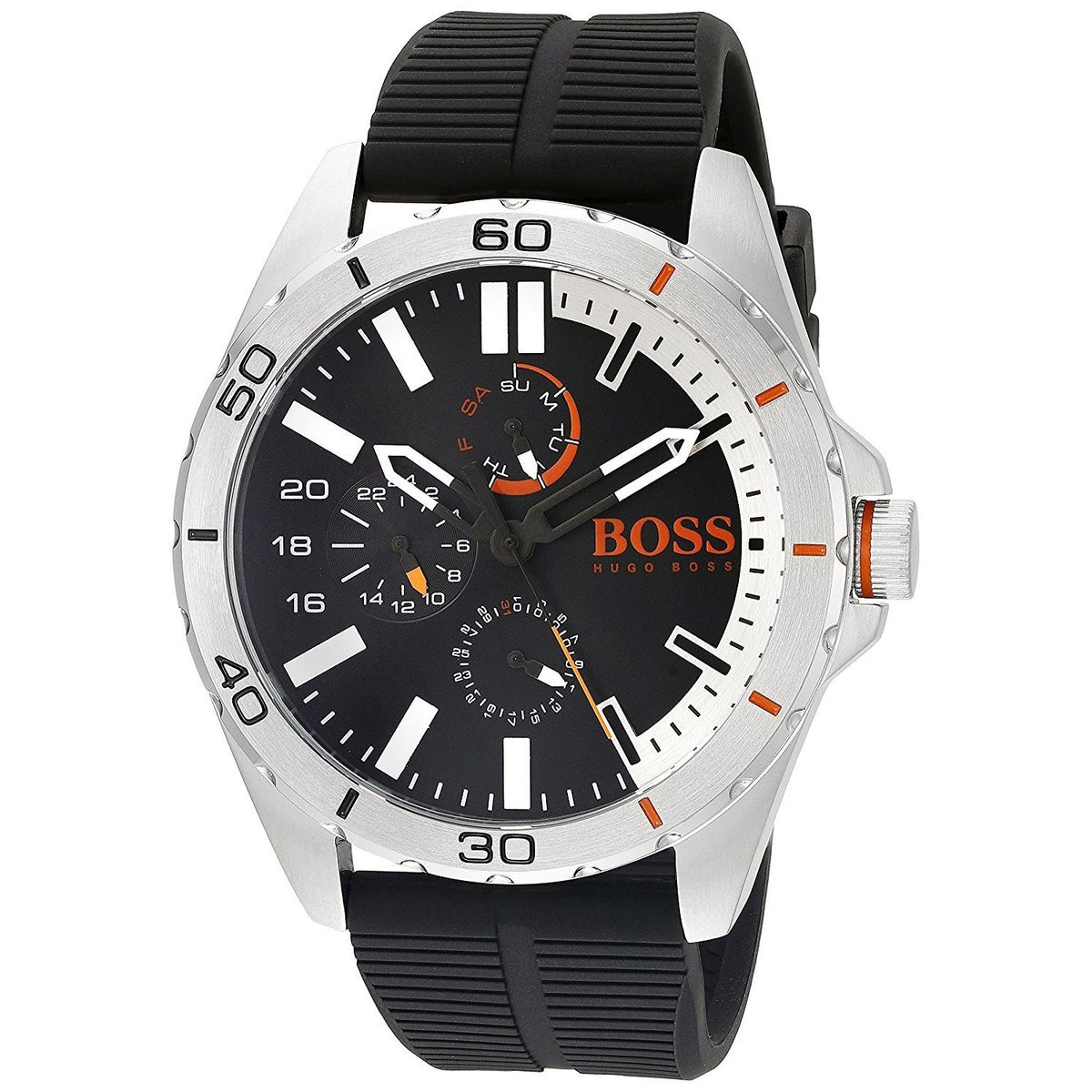 Hugo Boss Men&#39;s 1513290 Orange Berlin Multi-Function Black Rubber Watch