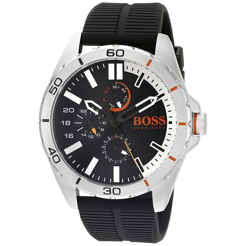 Hugo Boss Men's 1513290 Orange Berlin Multi-Function Black Rubber Watch