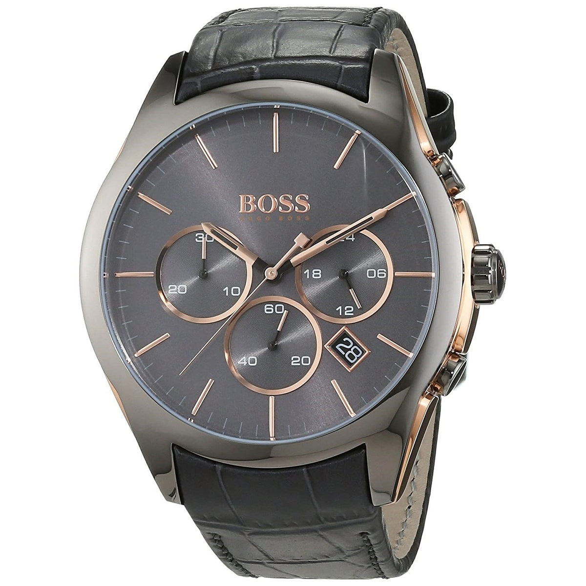 Hugo Boss Men&#39;s 1513366 Onyx Chronograph Black Leather Watch