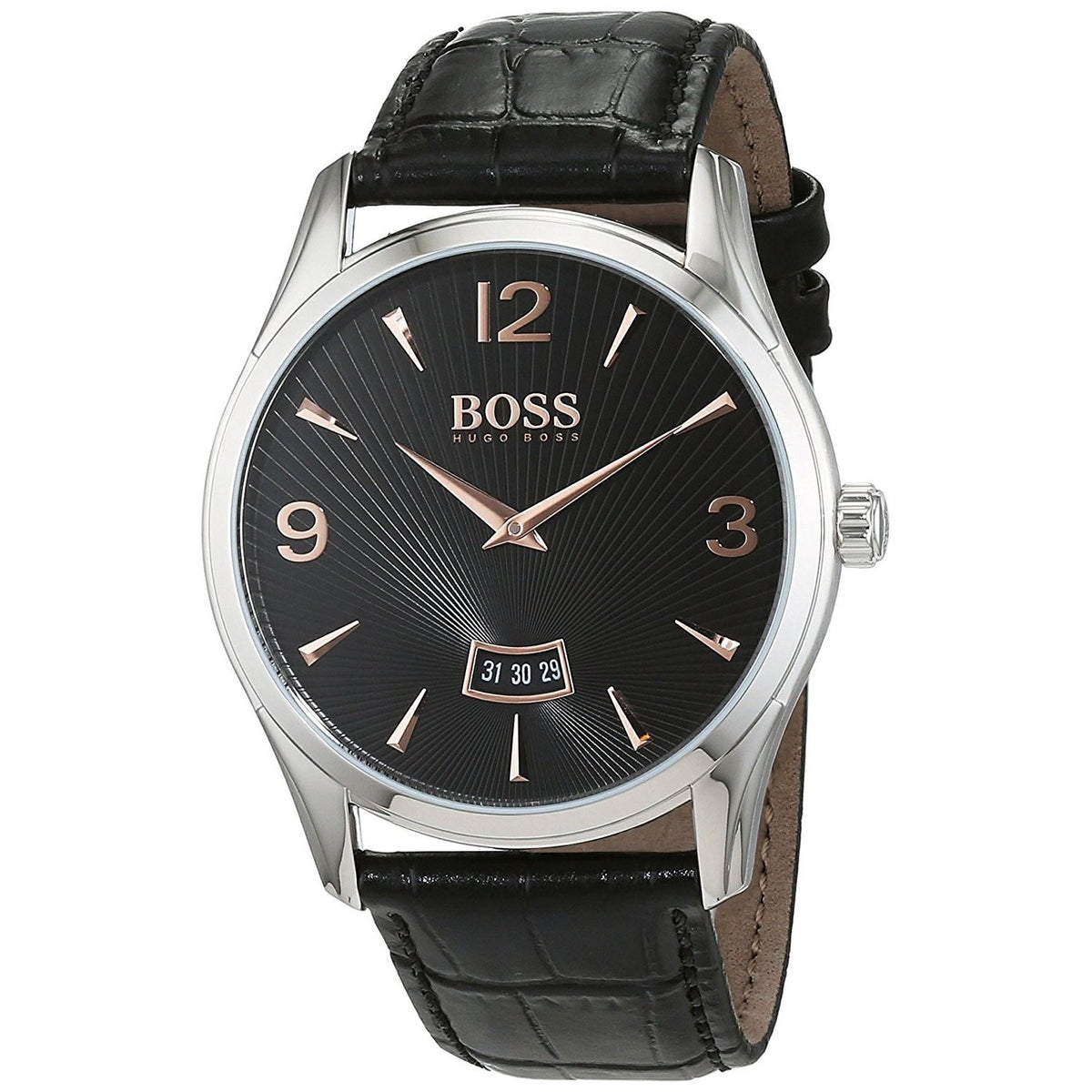 Hugo Boss Men&#39;s 1513425 Commander Black Leather Watch