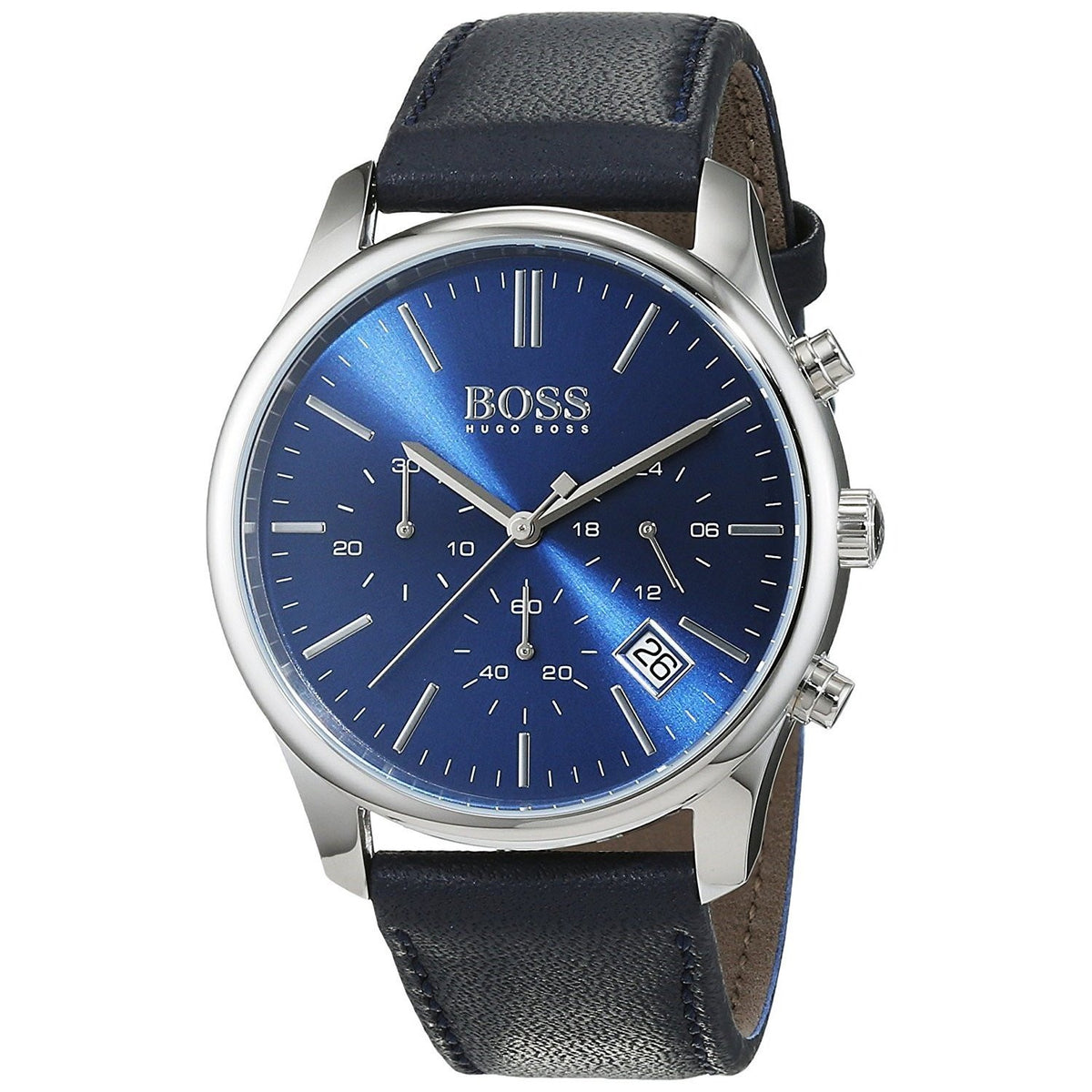 Hugo Boss Men&#39;s 1513431 Time One Chronograph Navy Leather Watch