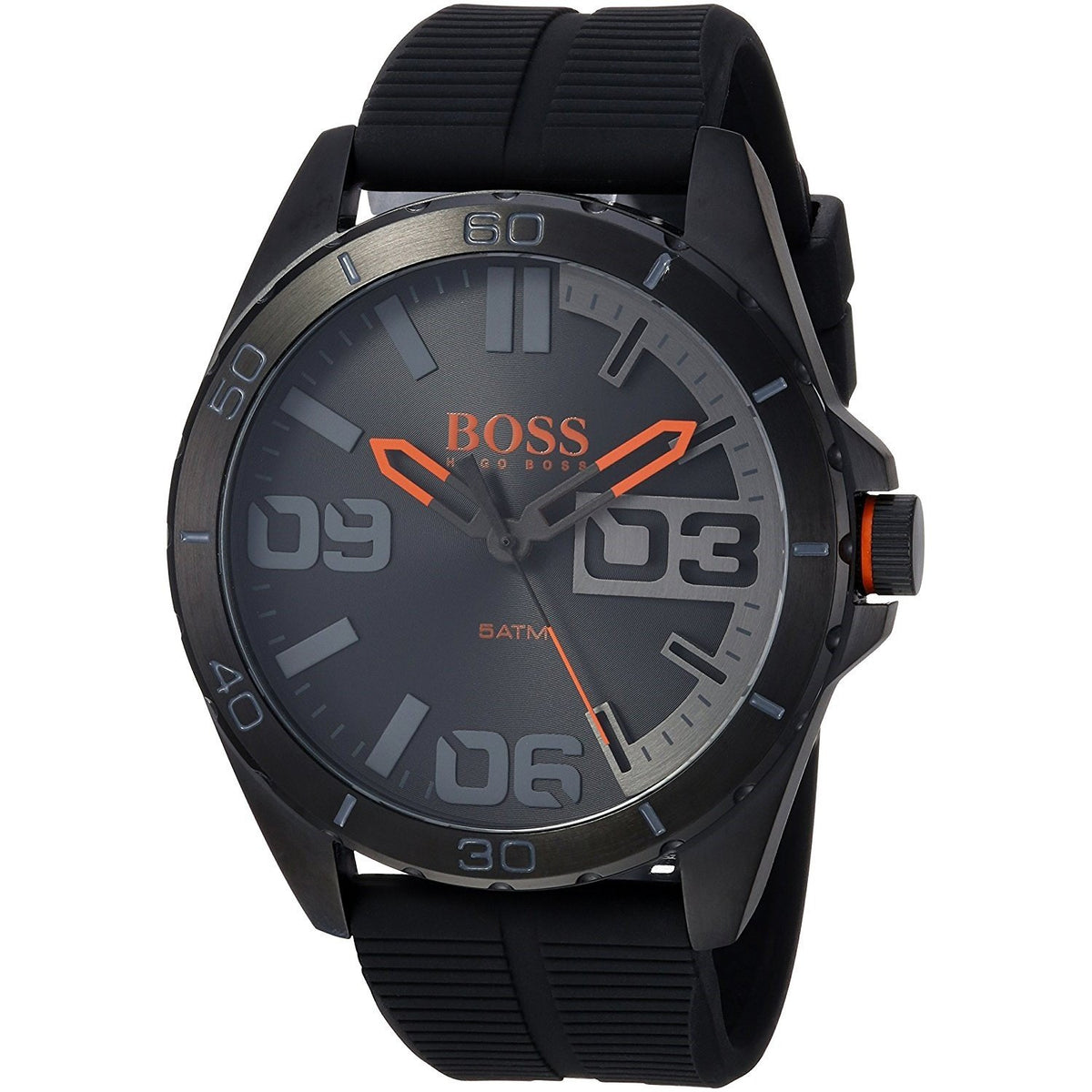 Hugo Boss Men&#39;s 1513452 Orange Berlin Black Silicone Watch