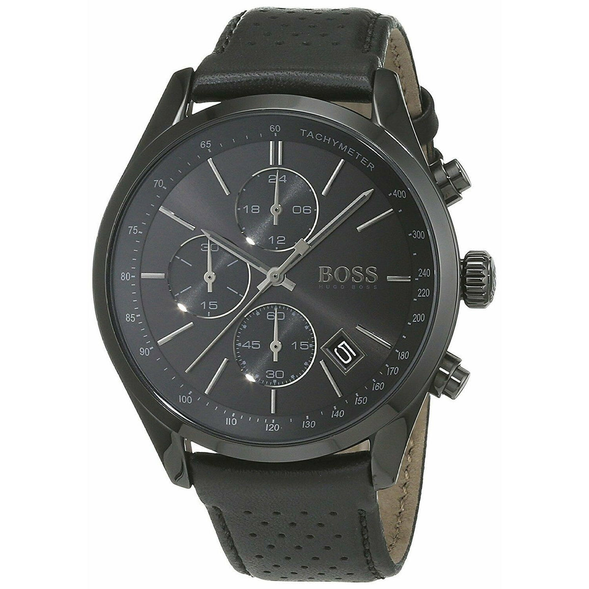 Hugo Boss Men&#39;s 1513474 Grand Prix Chronograph Black Leather Watch