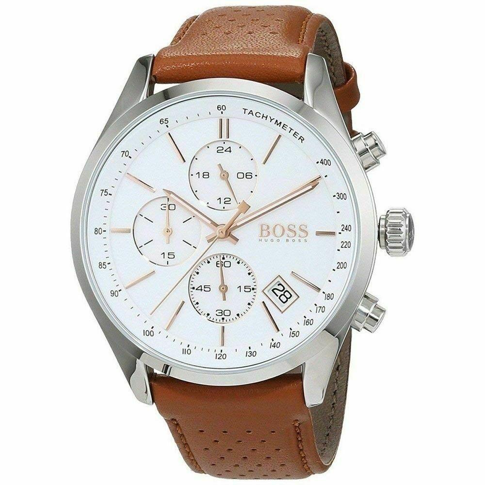 Hugo Boss Men&#39;s 1513475 Grand Prix Chronograph Brown Leather Watch