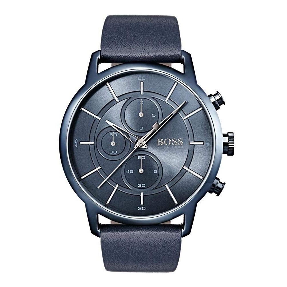 Hugo Boss Men&#39;s 1513575 Architectural Chronograph Blue Leather Watch