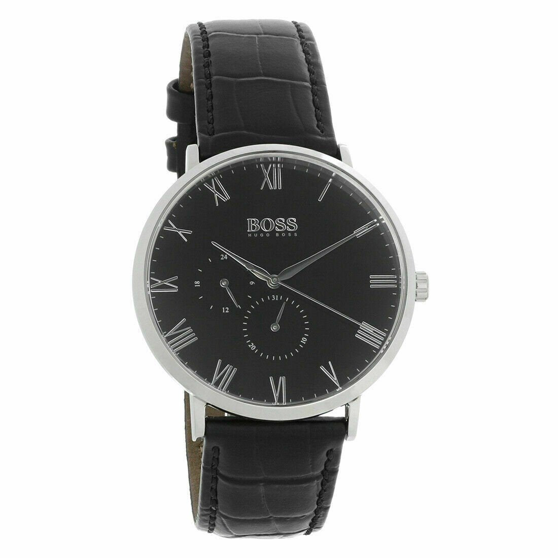 Hugo Boss Men&#39;s 1513616 William Black Leather Watch