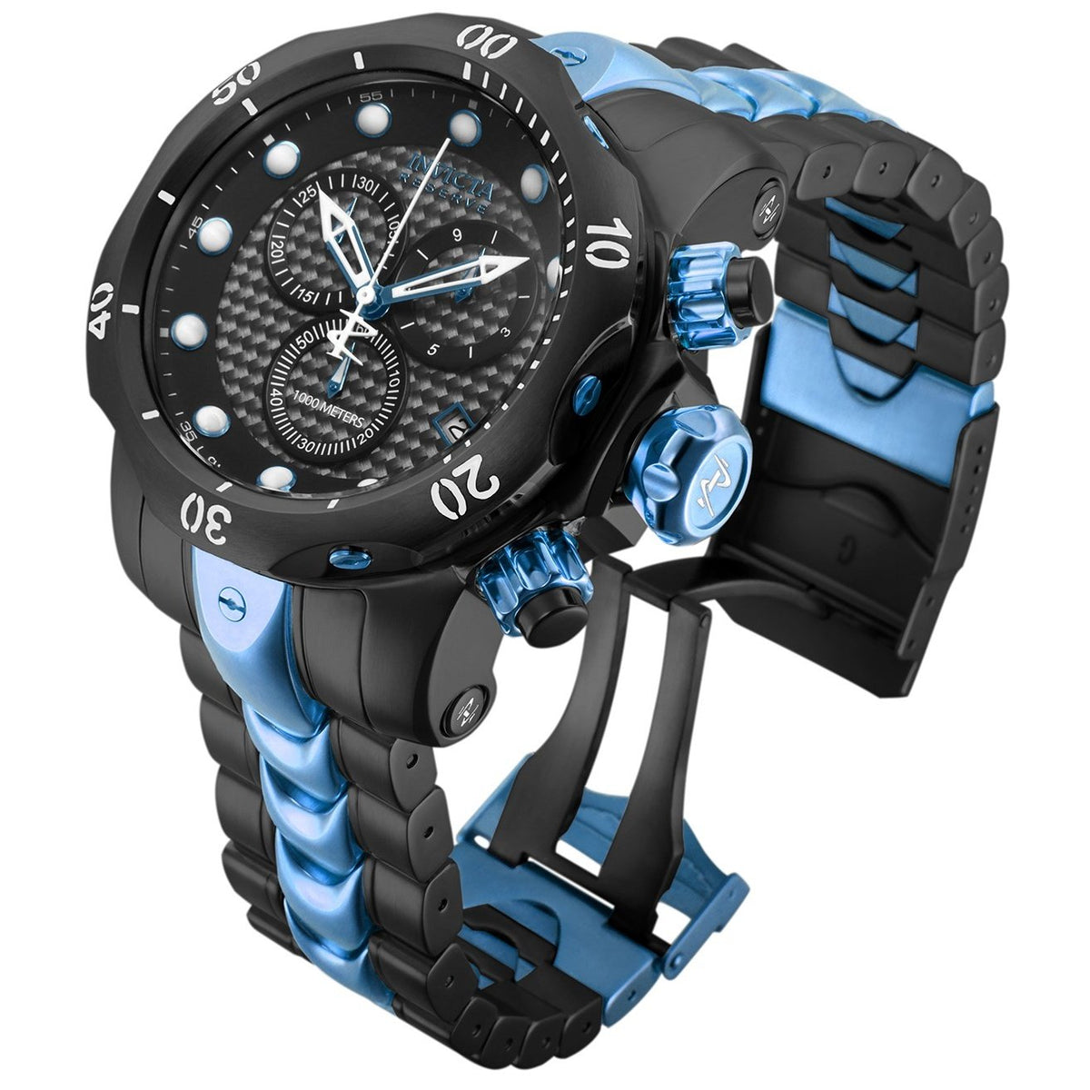 Invicta Men&#39;s 15461 Venom Black and Blue Stainless Steel Watch