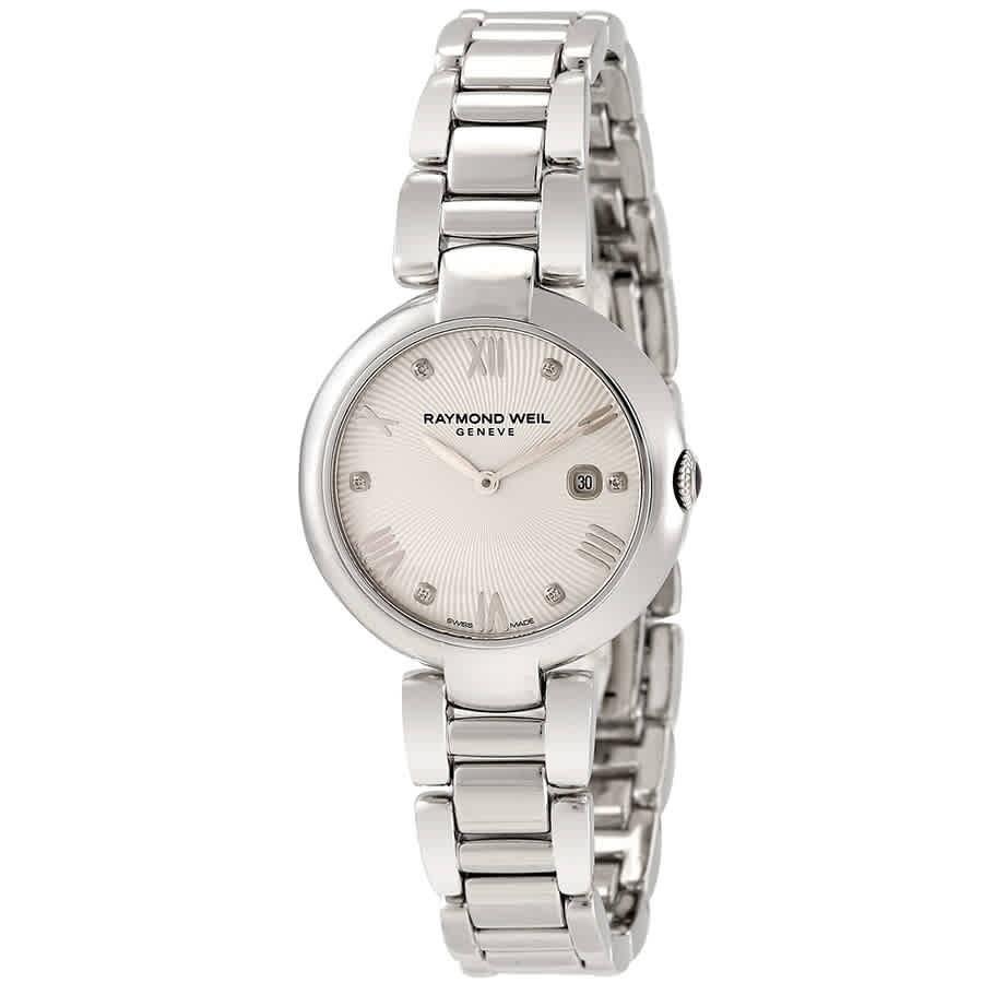 Raymond Weil Women&#39;s 1600-STS-00618 Shine Diamond Interchangeable Black Satin Strap Stainless Steel Watch