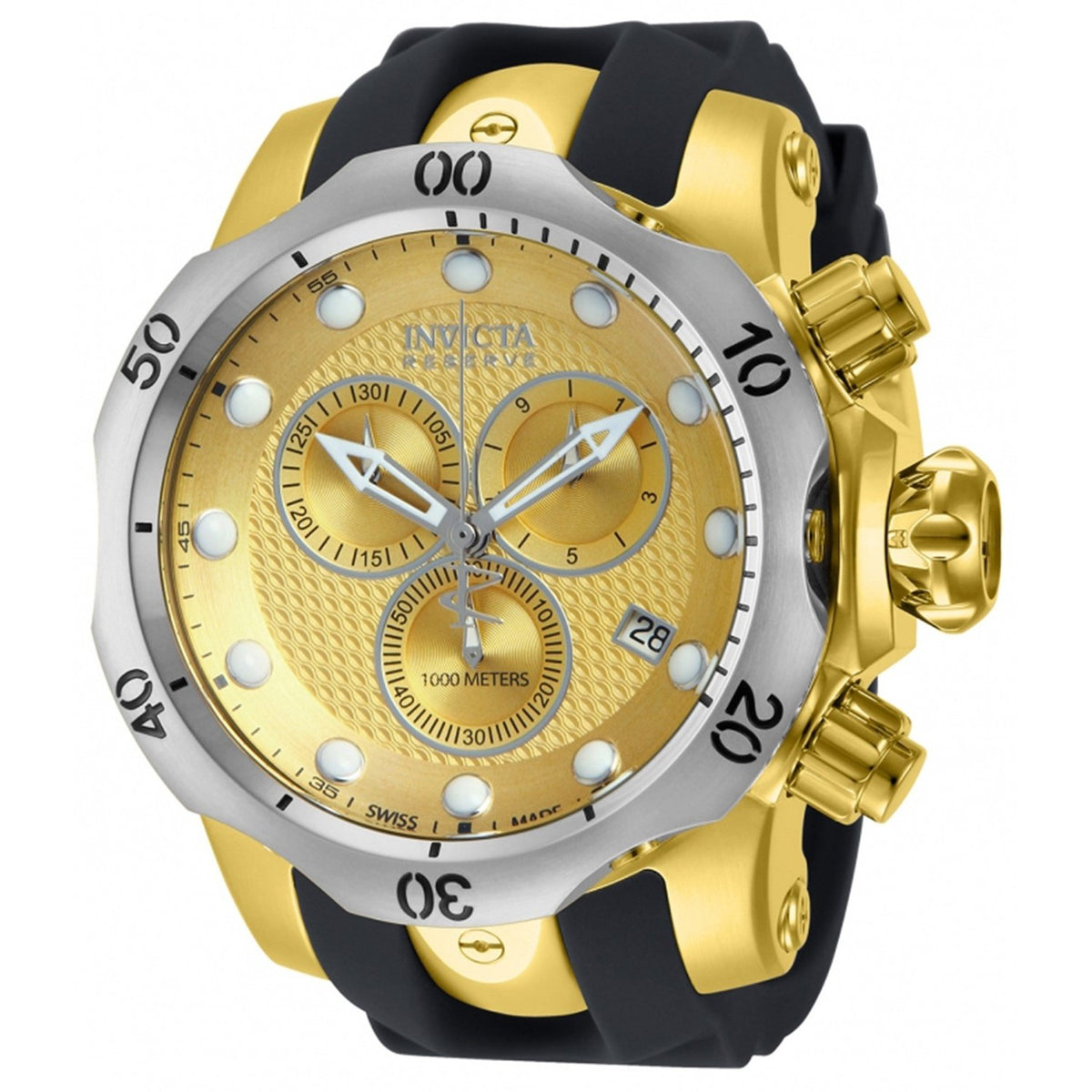Invicta Men&#39;s 16151 Venom Chronograph Black and Gold-tone Polyurethane and Stainless Steel Watch