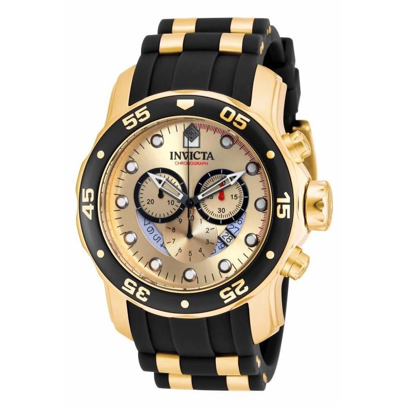 Invicta Men&#39;s 17566 Pro Diver Scuba Black and Gold-tone Polyurethane and Stainless Steel Watch