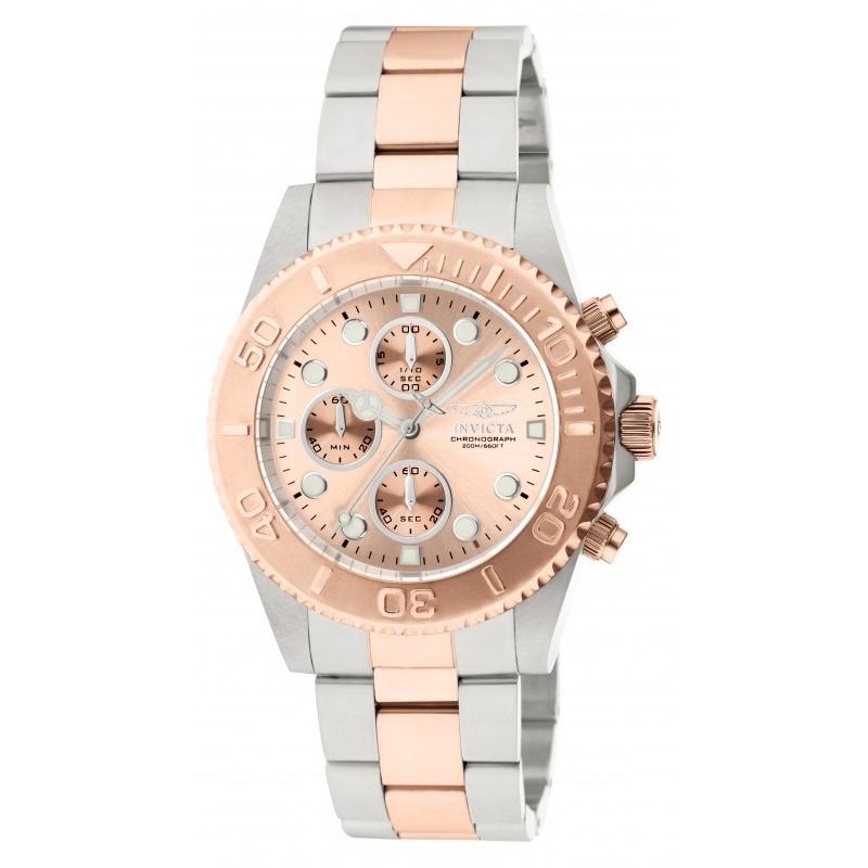 Invicta Men&#39;s 1775 Pro Diver Chronograph Rose-Tone and Silver Stainless Steel Watch