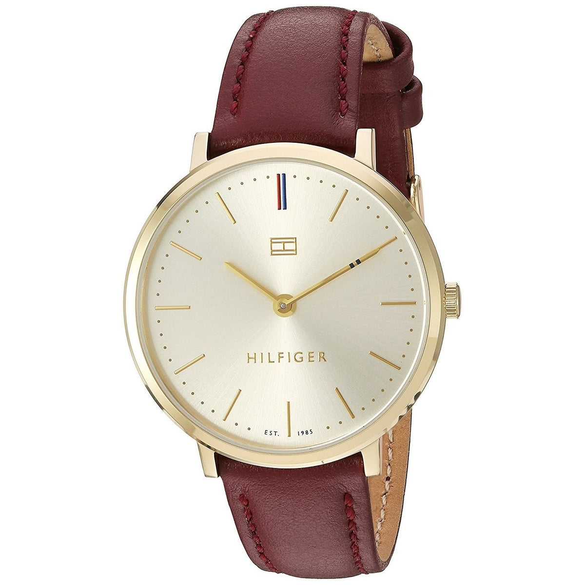 Tommy Hilfiger Women&#39;s 1781692 Slim Burgundy Leather Watch