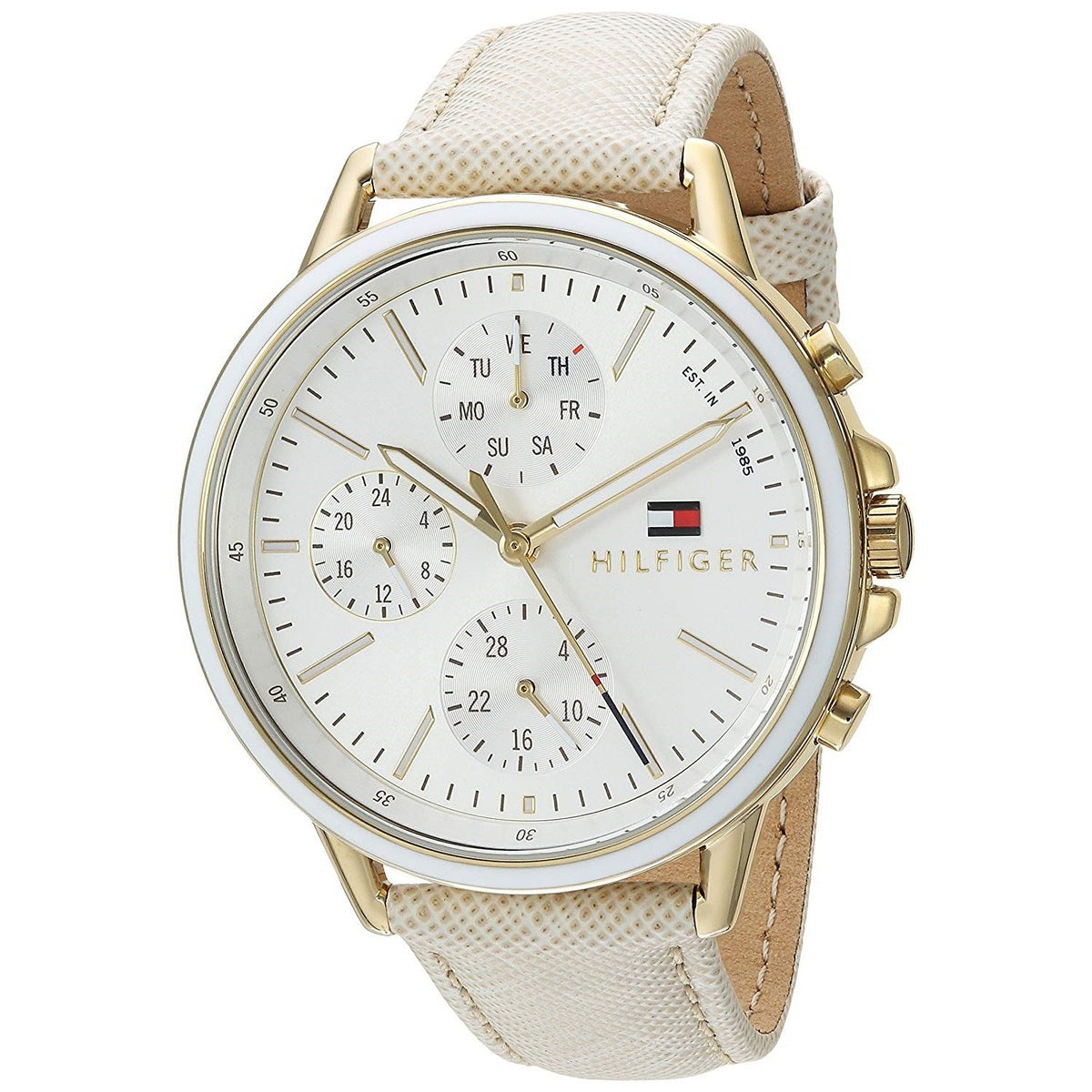 Tommy Hilfiger Women&#39;s 1781790 Casual Sport Chronograph Nude Leather Watch