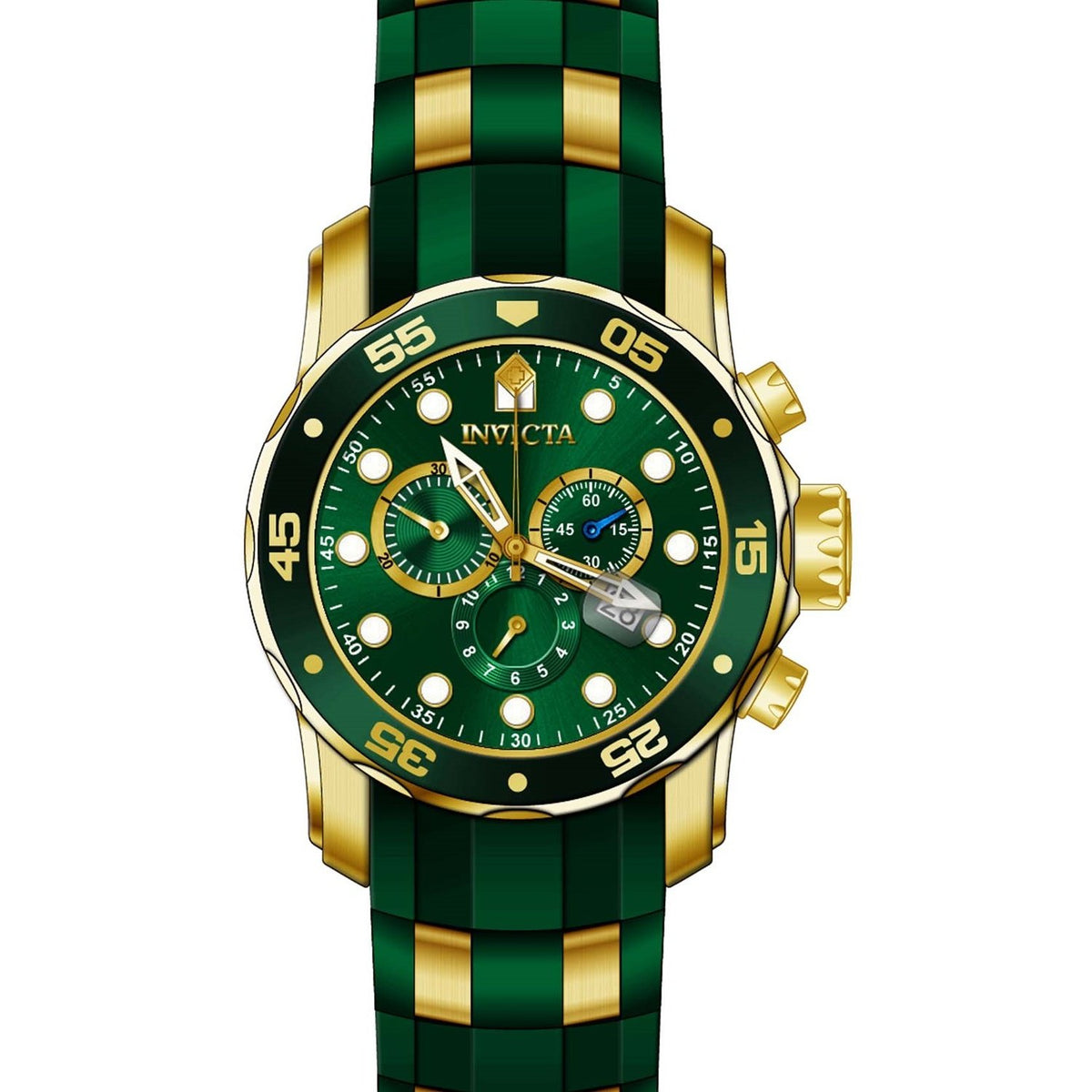 Invicta Men&#39;s 18196 Pro Diver Scuba Green Polyurethane and Stainless Steel Watch