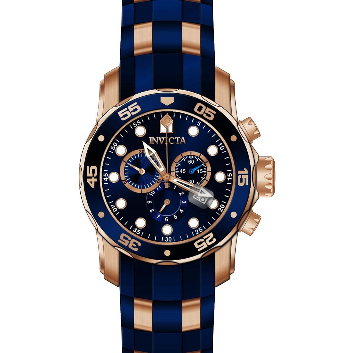 Invicta Men's 18197 Pro Diver Scuba Blue and Gold-tone Polyurethane and Stainless Steel Watch