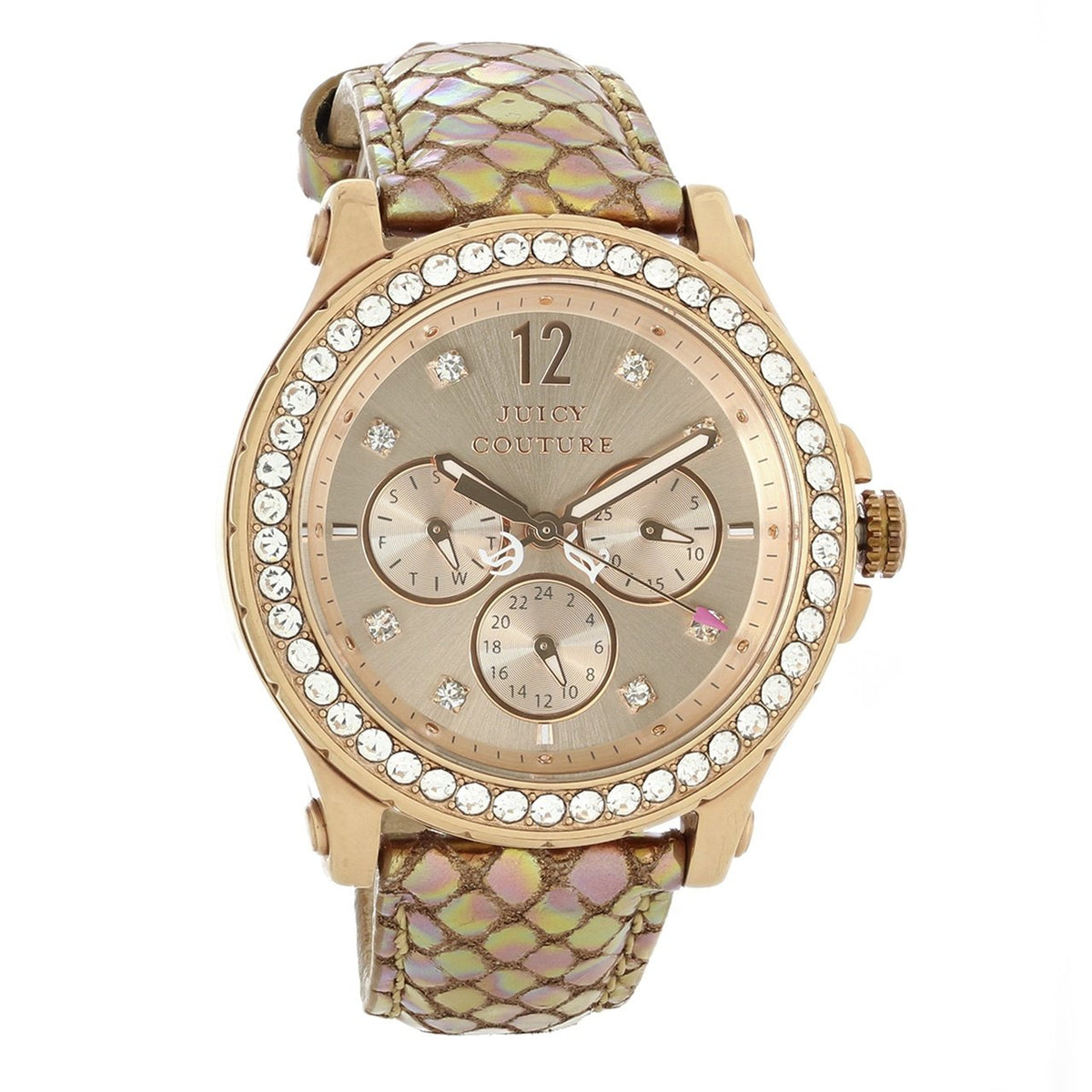 Juicy Couture Women&#39;s 1901065 Pedigree Chronograph Rose Gold-Tone Leather Watch