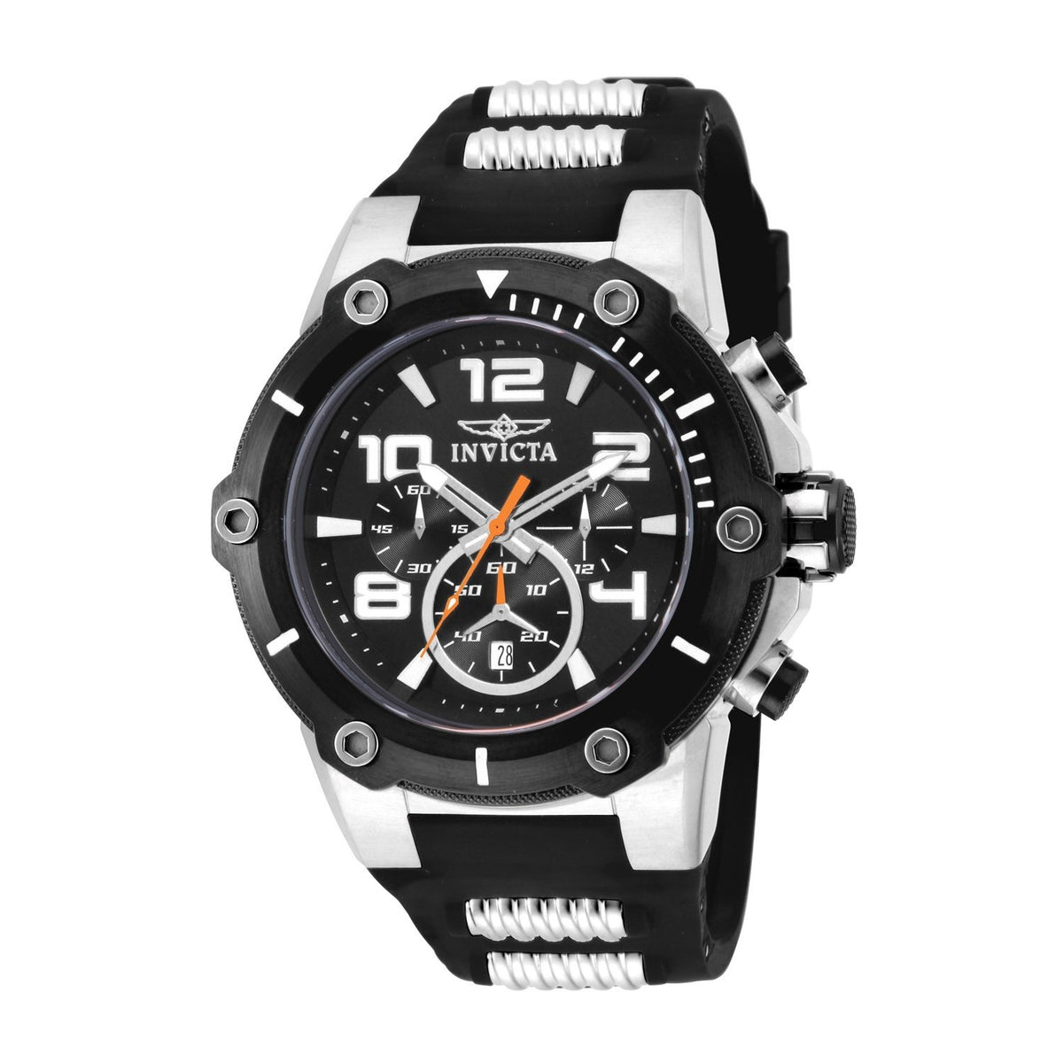 Invicta Men&#39;s 19526 Speedway Chronograph Black and Silver Polyurethane and Stainless Steel Watch