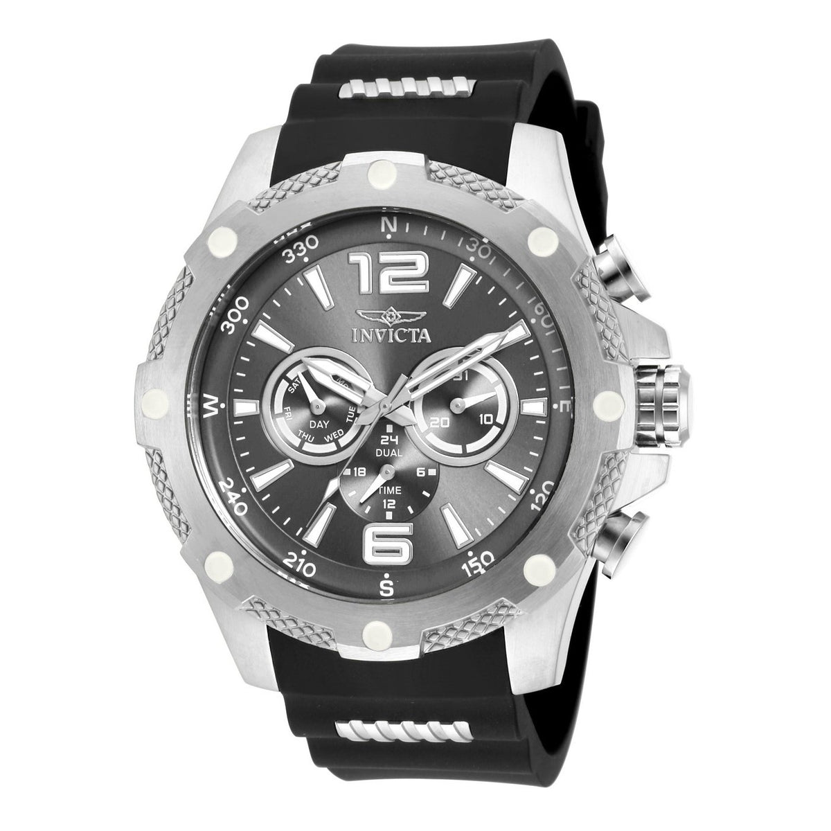 Invicta Men&#39;s 19656 I-Force Chronograph  Black and Silver Polyurethane and Stainless Steel Watch