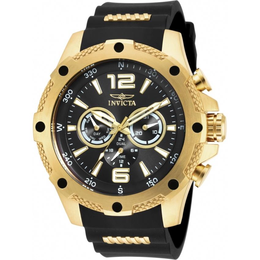 Invicta Men&#39;s 19658 I-Force Chronograph Black and Gold-Tone Polyurethane and Stainless Steel Watch