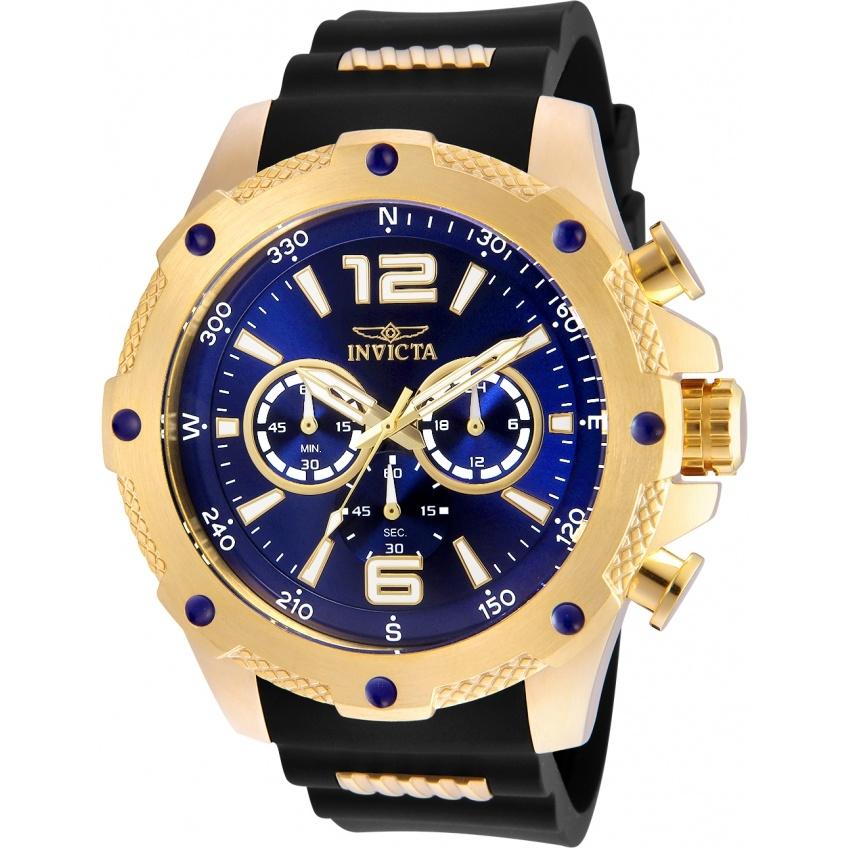 Invicta Men&#39;s 19659 I-Force Black and Gold-Tone Polyurethane and Stainless Steel Watch