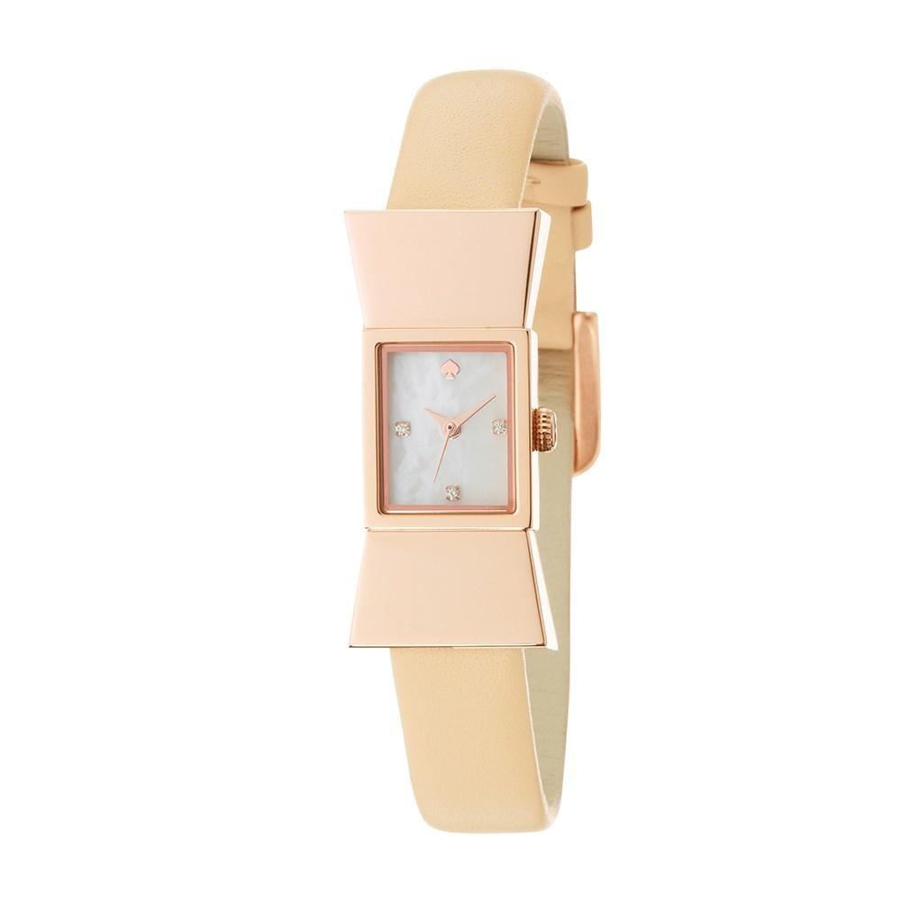 Kate Spade Women's 1YRU0543 Carlyle Crystal Beige Leather Watch