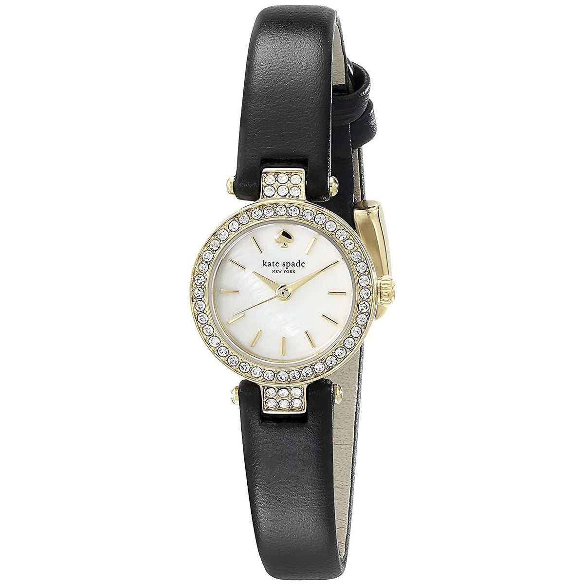 Kate Spade Women's 1YRU0720 New York Metro Crystal Black Leather Watch