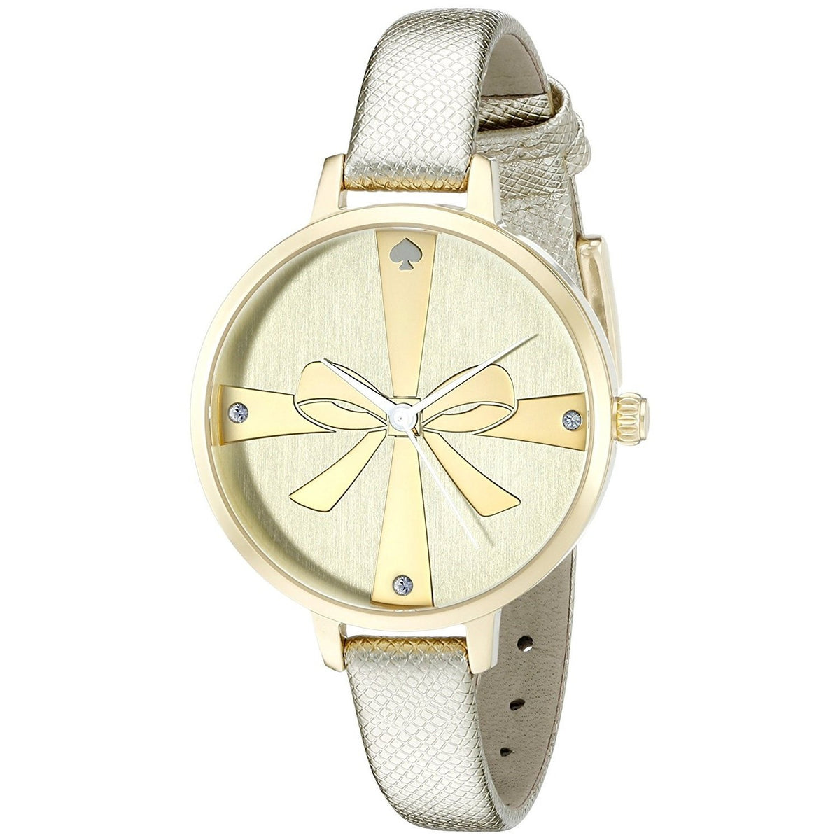Kate Spade Women's 1YRU0878 Metro Wrapped Up Crystal Gold-Tone Leather Watch