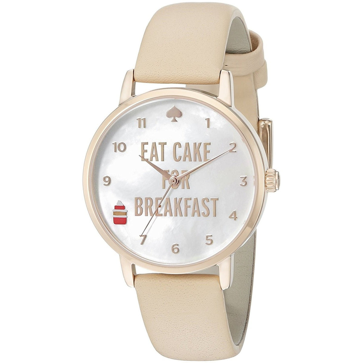 Kate Spade Women's 1YRU0892 Metro Eat Cake for Breakfast Beige Leather Watch