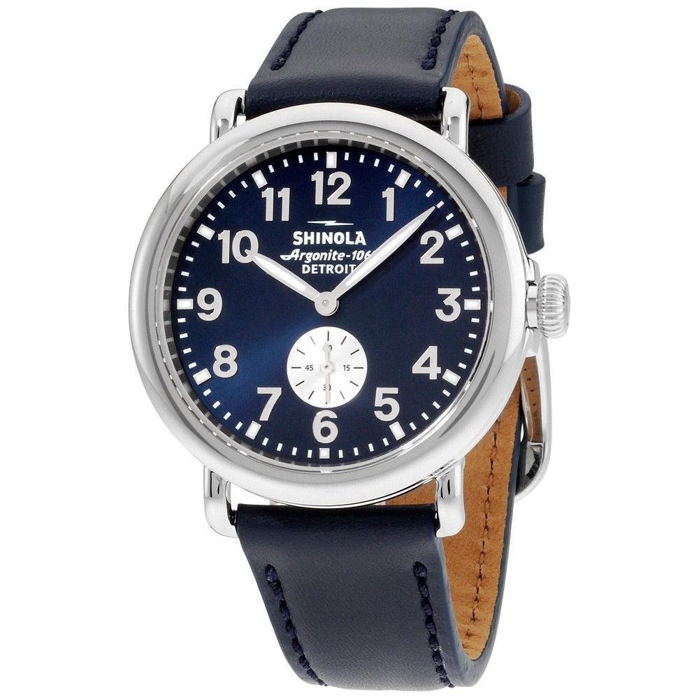 Shinola Men&#39;s 20044133 The Runwell Blue Leather Watch