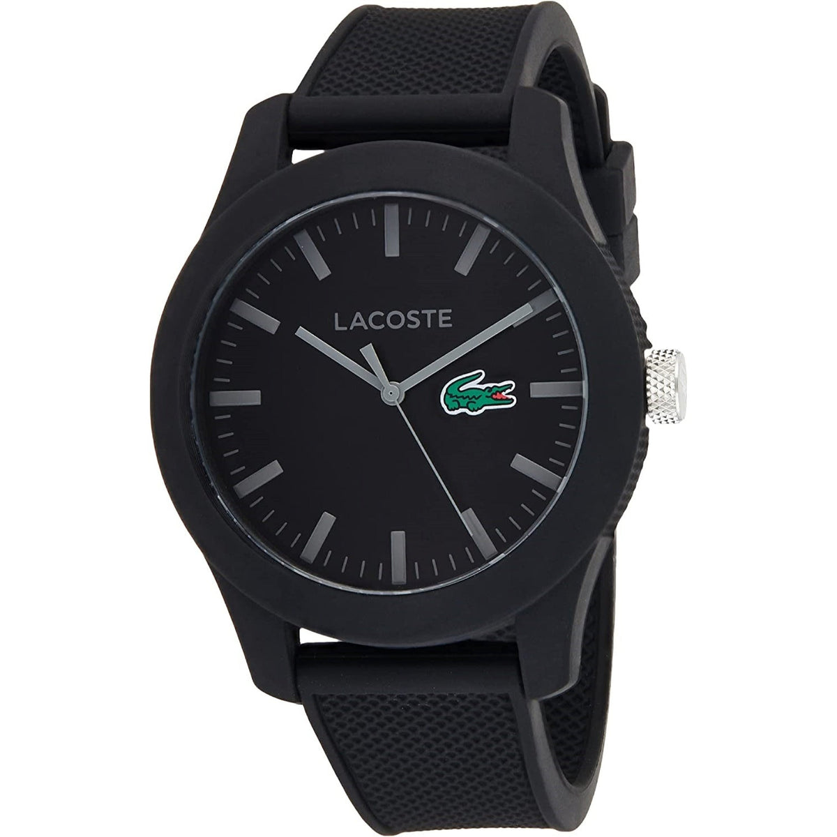Lacoste Men&#39;s 2010766 Lacoste 12.12 Black Silicone Watch