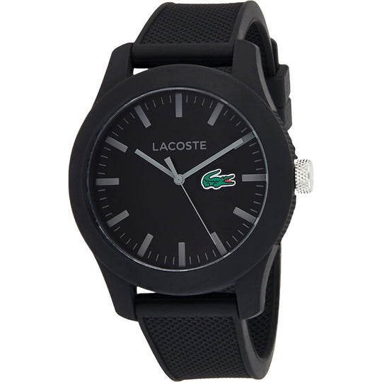 Lacoste Men's 2010766 Lacoste 12.12 Black Silicone Watch