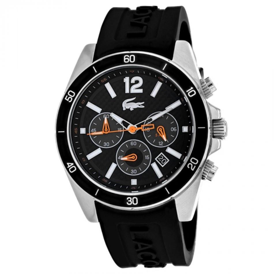 Lacoste Men&#39;s 2010833 Seattle Chronograph Black Silicone Watch