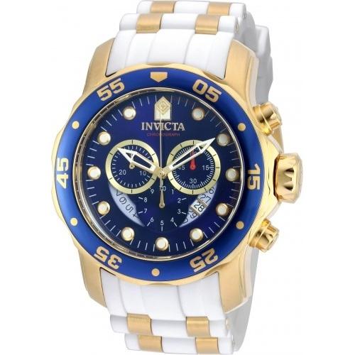 Invicta Men&#39;s 20288 Pro Diver Scuba Chronograph White and Gold inserts Polyurethane and Stainless Steel Watch