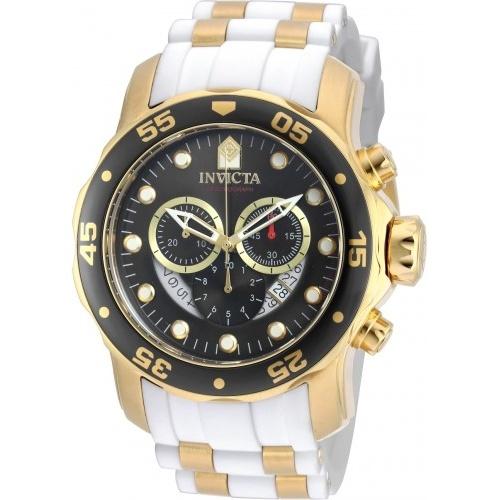 Invicta Men&#39;s 20289 Pro Diver Scuba Chronograph White and Gold inserts Polyurethane and Stainless Steel Watch