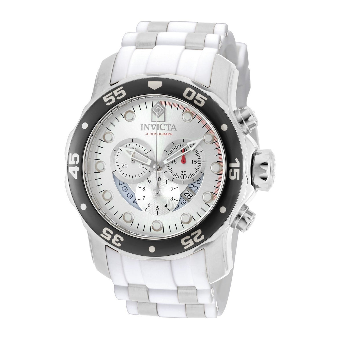 Invicta Men&#39;s 20290 Pro Diver Chronograph  White and SS Ins Polyurethane and Stainless Steel Watch