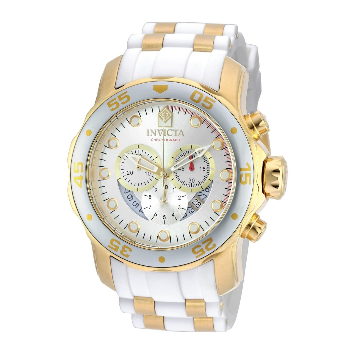 Invicta Men&#39;s 20291 Pro Diver White and GLD Ins Polyurethane and Stainless Steel Watch