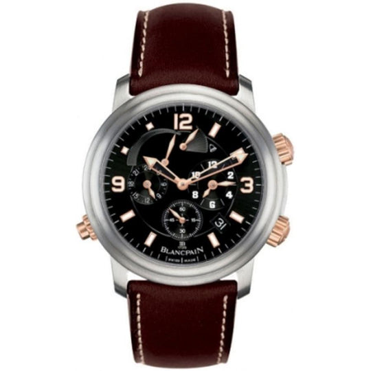 Blancpain Men's 2041-12A30-63B Leman Chronograph Brown Leather Watch