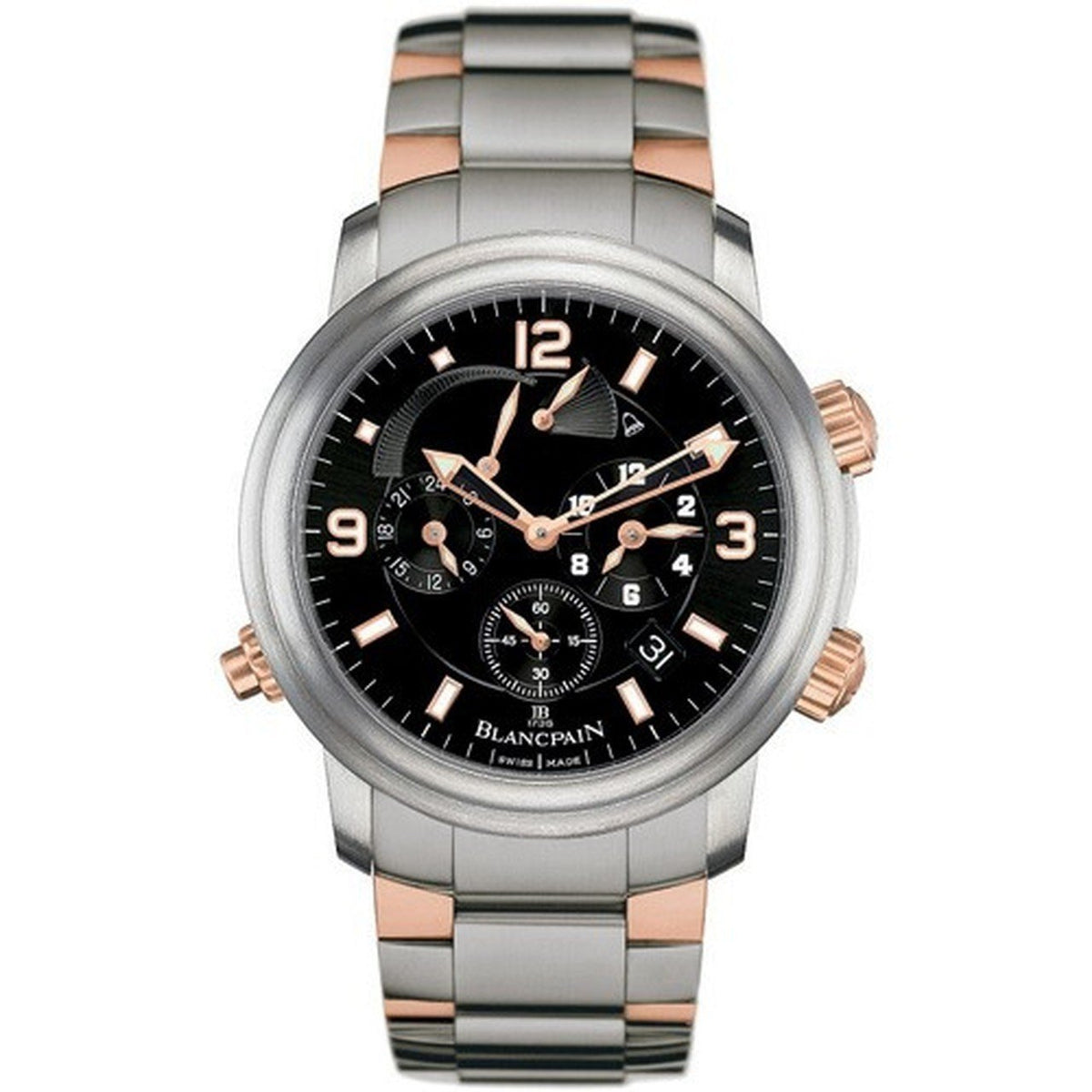 Blancpain Men&#39;s 2041-12A30-98B Leman Gmt Chronograph Two-Tone Titanium and 18kt Rose Gold Watch